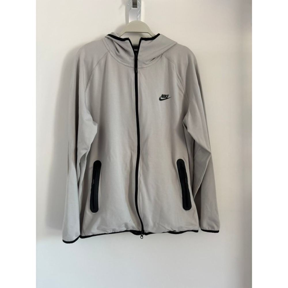 Nike Mens Full Zip‎ Hoodie Light Grey Black Trim Lightweight Sportswear XL